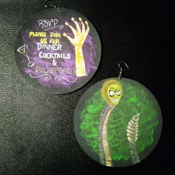 "Beetlejuice, Cocktails & Poltergeist" Earrings - Picture 3 of 9